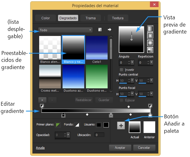 Corel Pro Ayuda Uso de gradientes