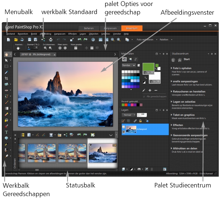 Corel Pro Help De werkvlakken verkennen