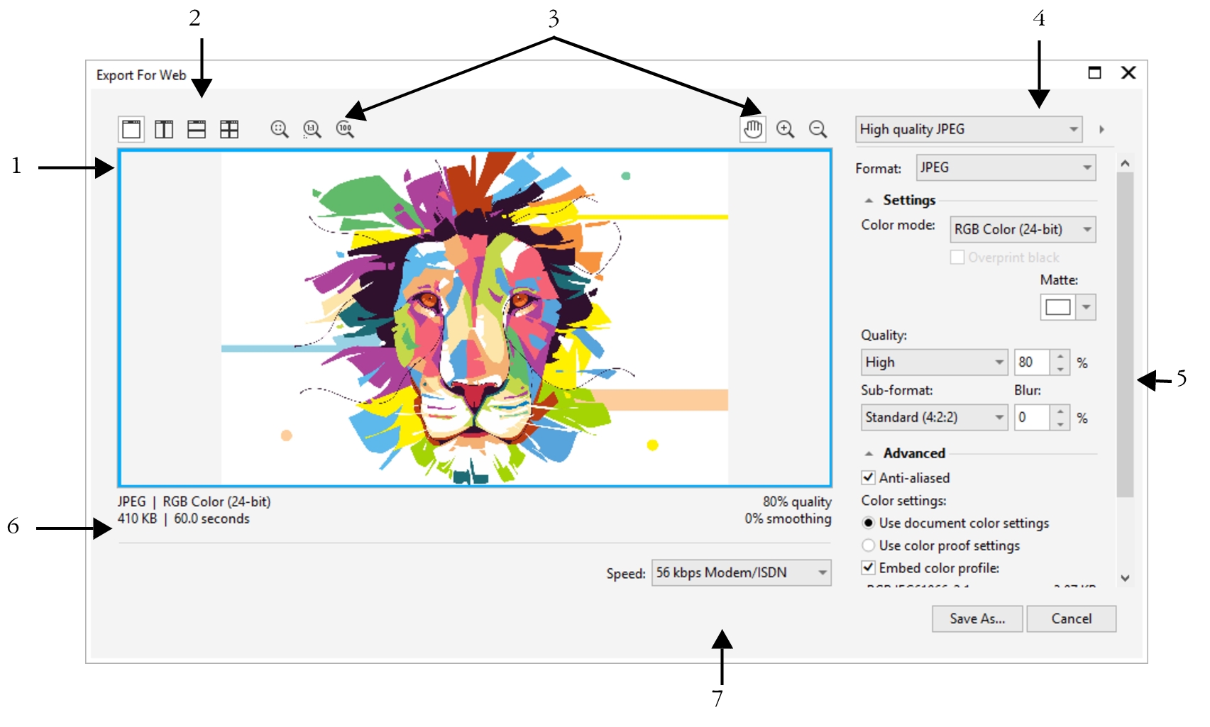 Corel PHOTOPAINT Help Export images for the web