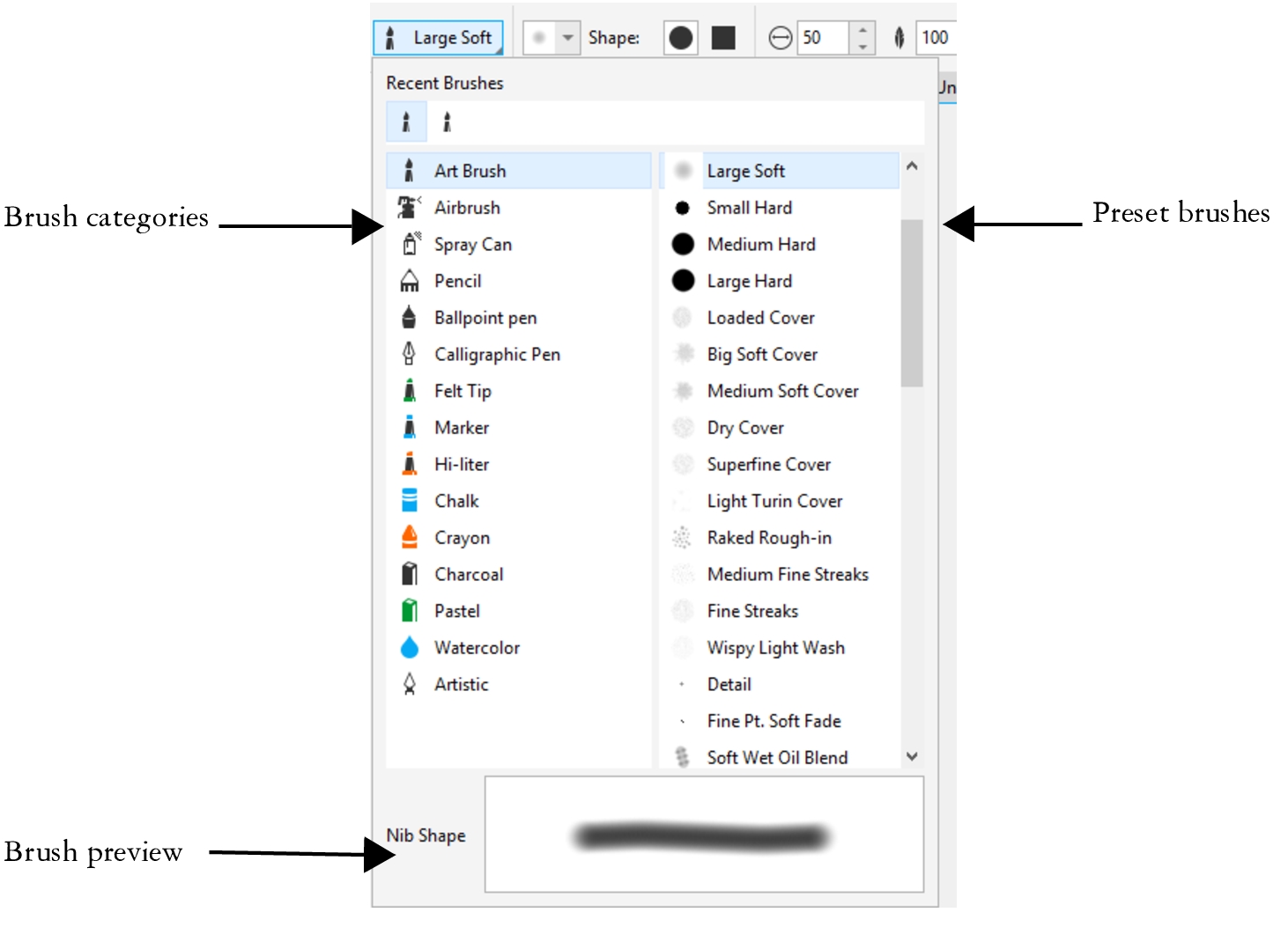 Corel PHOTOPAINT Help Brushstrokes